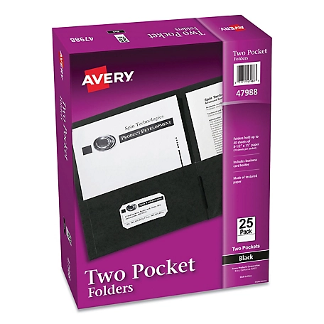 Avery 2-Pocket Folder, Black, 25-Pack