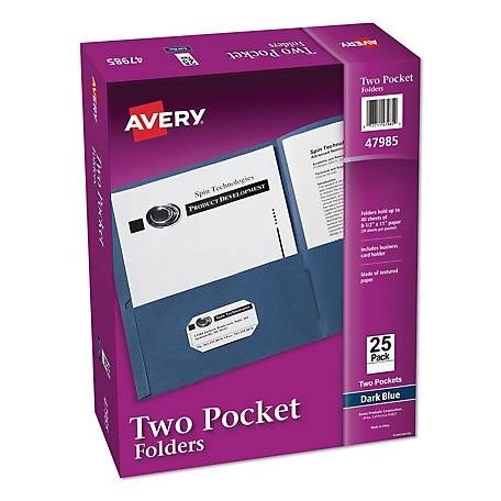 Avery 2-Pocket Folder, Dark Blue, 25-Pack