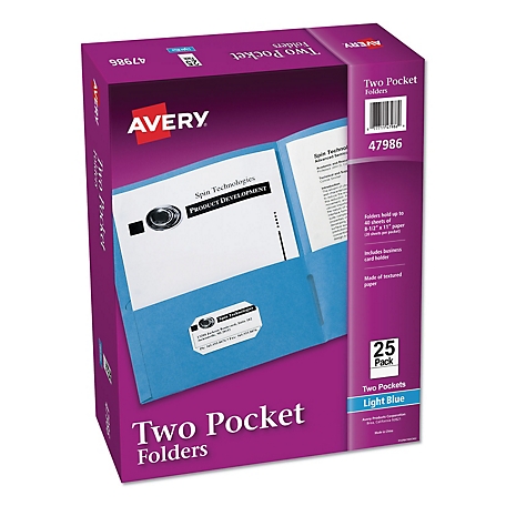 Avery 2-Pocket Folder, Light Blue, 25-Pack
