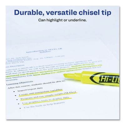 Image showing  Hi-Liter Desk-Style Highlighters, Chisel Tip, Fluorescent Yellow, 12-Pack