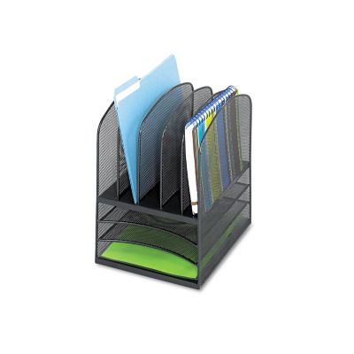 Safco Mesh Desk Organizer with 5 Vertical and 3 Horizontal Sections, Letter Files, 11.5 in. x 9.5 in. x 13 in., Black