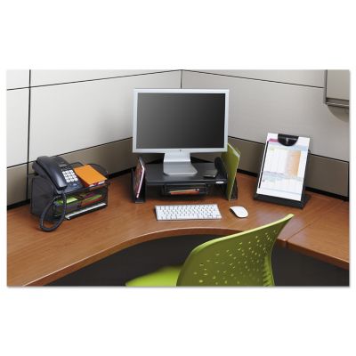 Image showing  Angled Mesh Steel Telephone Stand, 9-1/4 in. D x 11-3/4 in. W x 7 in. H (Maximum), Black