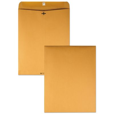 Quality Park Clasp Envelopes, Cheese Blade Flap, Clasp/Gummed Closure, Brown Kraft, 12 in. x 15.5 in.