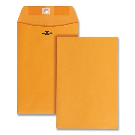Quality Park Clasp Envelopes, Cheese Blade Flap, Clasp/Gummed Closure, Brown Kraft, 6 in. x 9 in.