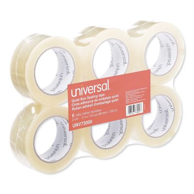 Universal Quiet Tape Box Sealing Tape, 3 in. Core, 1.88 in. x 110 yd., Clear, 6-Pack