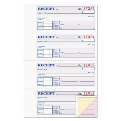 Adams Receipt Book, 7-5/8 in. x 11 in., 3-Part Carbonless, 100 Forms