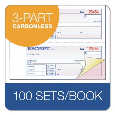 Image showing  Receipt Book, 7-5/8 in. x 11 in., 3-Part Carbonless, 100 Forms