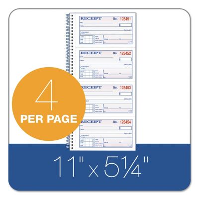 Image showing  2-Part Rent Receipt Book, 2-3/4 in. x 4-3/4 in., Carbonless, 200 Forms