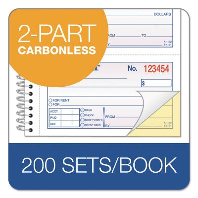 Image showing  2-Part Rent Receipt Book, 2-3/4 in. x 4-3/4 in., Carbonless, 200 Forms