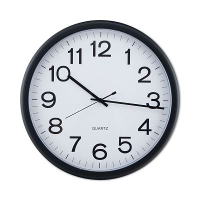 Universal 13.5 in. Round Wall Clock, Black Case