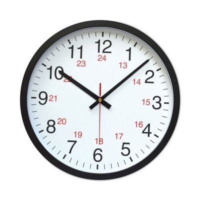 Universal 24-Hour Round Wall Clock, 12.63 in., Black