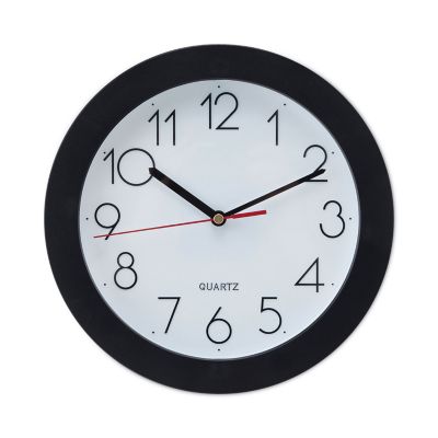 Universal 9.75 in. Bold Round Wall Clock, Black Case, 1 AA (Sold Separately)