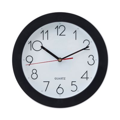 Universal Bold Round Wall Clock, 9.75 in., Black