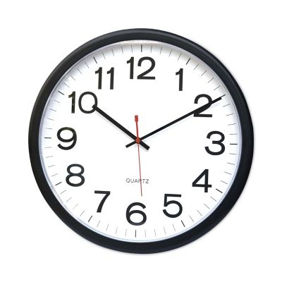 Universal 13.5 in. Indoor/Outdoor Round Wall Clock, Black Case, 1 AA (Sold Separately)