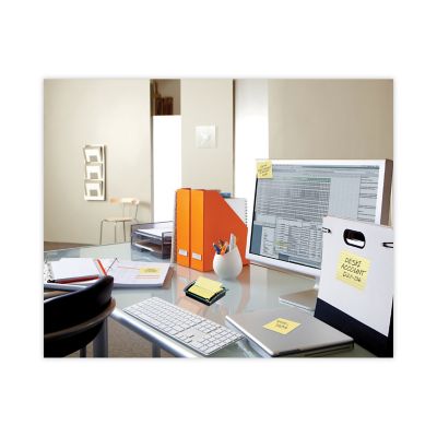 Image showing  Clear Top Pop-Up Note Dispenser, Super Sticky Canary Notes, Black, 3 in. x 3 in.