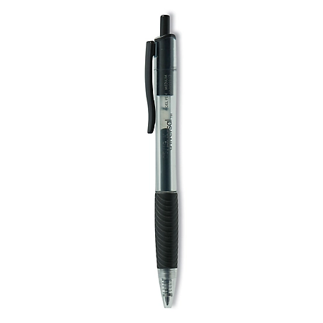 Universal Comfort Grip Retractable Gel Pens, Black, 0.7 mm, 12-Pack