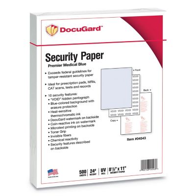 DocuGard Premier Medical Security Papers, 24 lb., 8.5 in. x 11 in., Blue