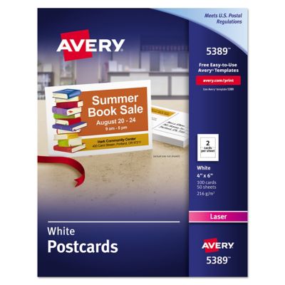 Avery Cardstock Postcards, White, 4 in. x 6 in., 100 pk.