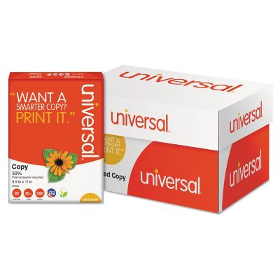 Universal 30% Recycled Copy Paper, 92 Brightness, 20 lb., 8.5 in. x 11 in., White, 500 Sheets/Carton, 10 Reams/Carton