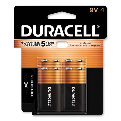 Duracell 9V Coppertop Alkaline Batteries, 4-Pack