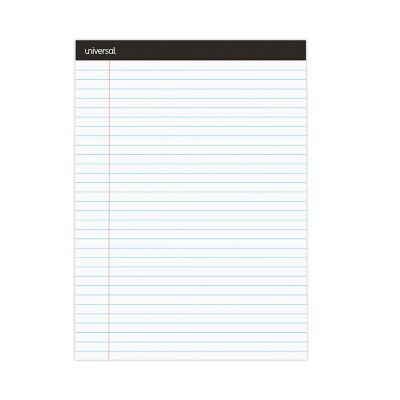 Universal Premium Ruled Writing Pads, Wide/Legal Rule, 8.5 x 11in., White, 50 Sheets, 6-Pack
