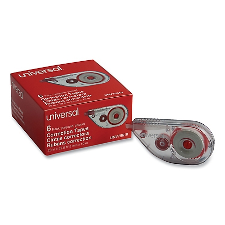 Universal Side-Application Correction Tape, 1/5 in. x 393 in., 6-Pack