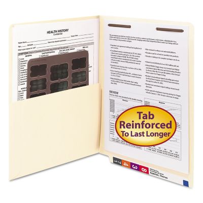 Smead Heavyweight Manila End Tab Pocket Folders with 1 Fastener, Straight Tab, Letter Size, Manila, 50 pk.