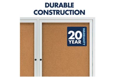 Image showing  Enclosed Bulletin Board, Natural Cork per Fiberboard, 48 in. x 36 in., Silver Aluminum Frame
