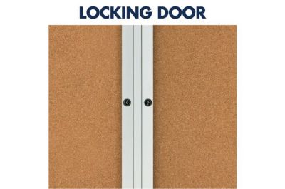 Image showing 5 th Quartet Enclosed Bulletin Board, Natural Cork per Fiberboard, 48 in. x 36 in., Silver Aluminum Frame