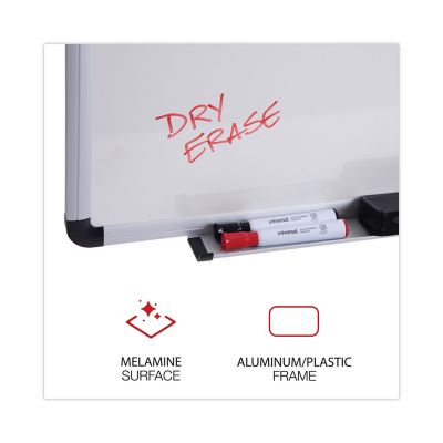 Image showing  Dry Erase Board, Melamine, 36 x 48, White, Black/Gray Aluminum Per Plastic Frame