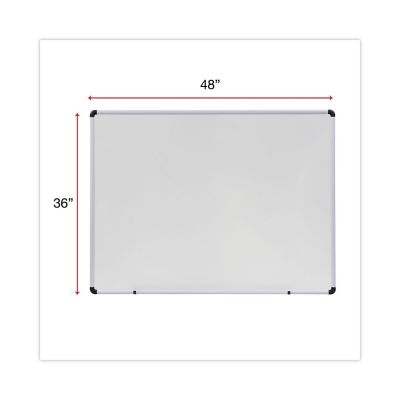 Image showing  Dry Erase Board, Melamine, 36 x 48, White, Black/Gray Aluminum Per Plastic Frame