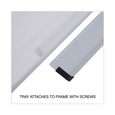 Image showing  Dry Erase Board, Melamine, 36 x 48, White, Black/Gray Aluminum Per Plastic Frame