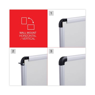 Image showing  Dry Erase Board, Melamine, 36 x 48, White, Black/Gray Aluminum Per Plastic Frame