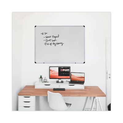 Image showing 5 th Universal Dry Erase Board, Melamine, 36 x 48, White, Black/Gray Aluminum Per Plastic Frame
