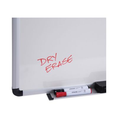 Image showing 6 th Universal Dry Erase Board, Melamine, 36 x 48, White, Black/Gray Aluminum Per Plastic Frame