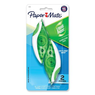 Paper Mate Liquid Paper Dryline Grip Correction Tape, Non-Refillable, 1/5 in. x 335 in., 2-Pack