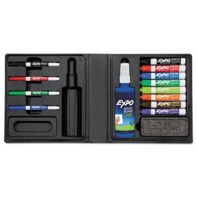 Image showing  Low-Odor Dry Erase Marker and Eraser with Cleaner Kit, Assorted, 12-Pack