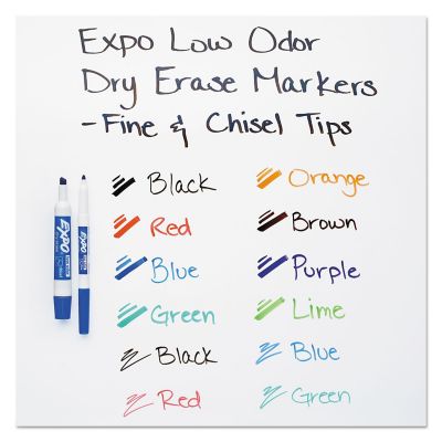 Image showing  Low-Odor Dry Erase Marker and Eraser with Cleaner Kit, Assorted, 12-Pack