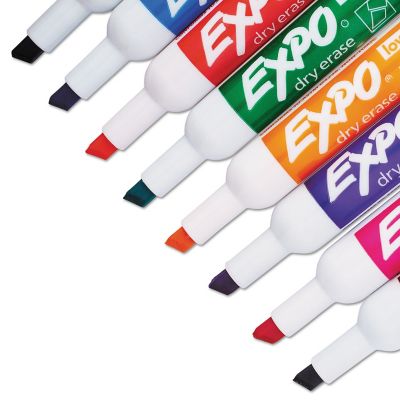 Image showing  Low-Odor Dry-Erase Markers, Broad Chisel Tip, Assorted, 8-Pack