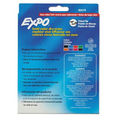Image showing  Low-Odor Dry-Erase Markers, Broad Chisel Tip, Assorted, 8-Pack