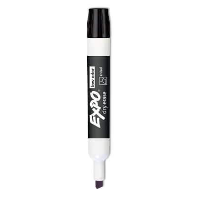 Image showing  Low-Odor Dry-Erase Markers, Broad Chisel Tip, Black, 12-Pack
