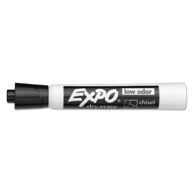 Image showing  Low-Odor Dry-Erase Markers, Broad Chisel Tip, Black, 12-Pack