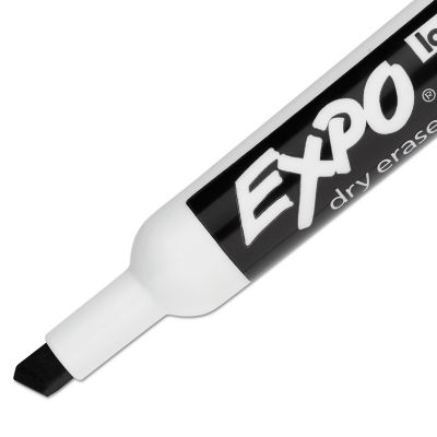 Image showing  Low-Odor Dry-Erase Markers, Broad Chisel Tip, Black, 12-Pack