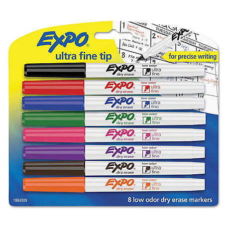 Extra Fine Needle Tip 4-Count Expo Low Odor Dry Erase Marker Assorted Colors