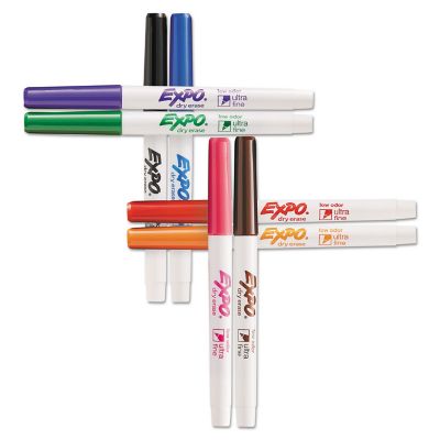 Image showing  Low-Odor Dry-Erase Markers, Extra-Fine Needle Tip, Assorted, 8-Pack