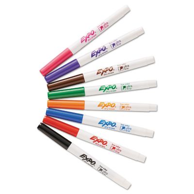 Image showing  Low-Odor Dry-Erase Markers, Extra-Fine Needle Tip, Assorted, 8-Pack