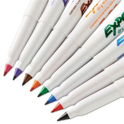 Image showing  Low-Odor Dry-Erase Markers, Extra-Fine Needle Tip, Assorted, 8-Pack
