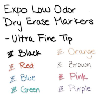 Image showing  Low-Odor Dry-Erase Markers, Extra-Fine Needle Tip, Assorted, 8-Pack