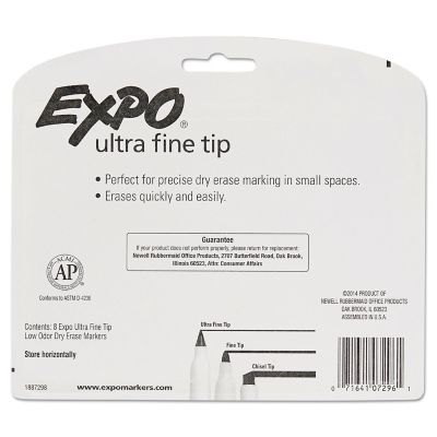 Image showing 7 th Expo Low-Odor Dry-Erase Markers, Extra-Fine Needle Tip, Assorted, 8-Pack