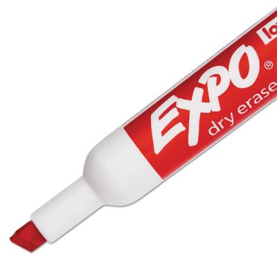 Image showing 2 th Expo Low-Odor Dry-Erase Markers, Broad Chisel Tip, Red, 12-Pack